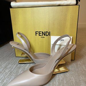 Fendi First Pale pink leather high-heeled slingback